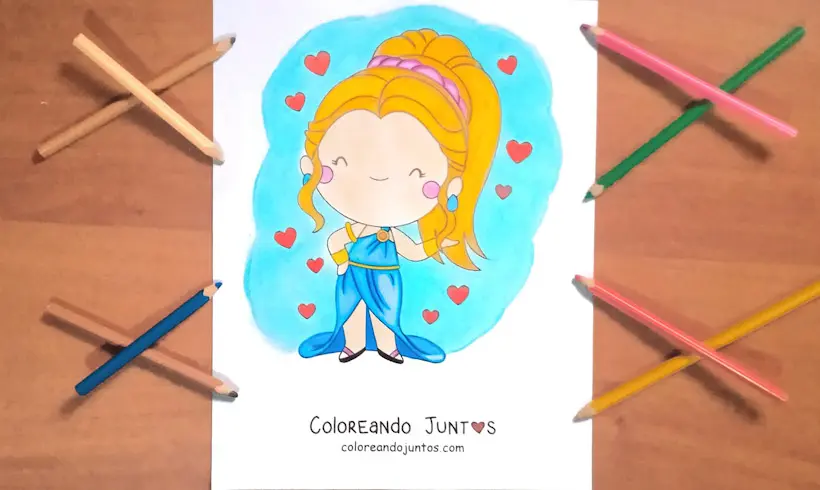 Desenho da deusa Afrodite colorido por Colorindo Juntos