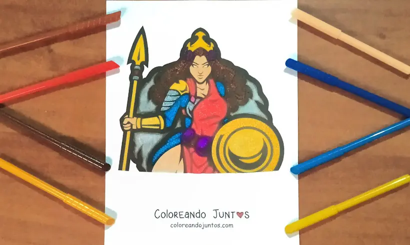 Desenho da deusa Atena colorida pela Colorindo Juntos