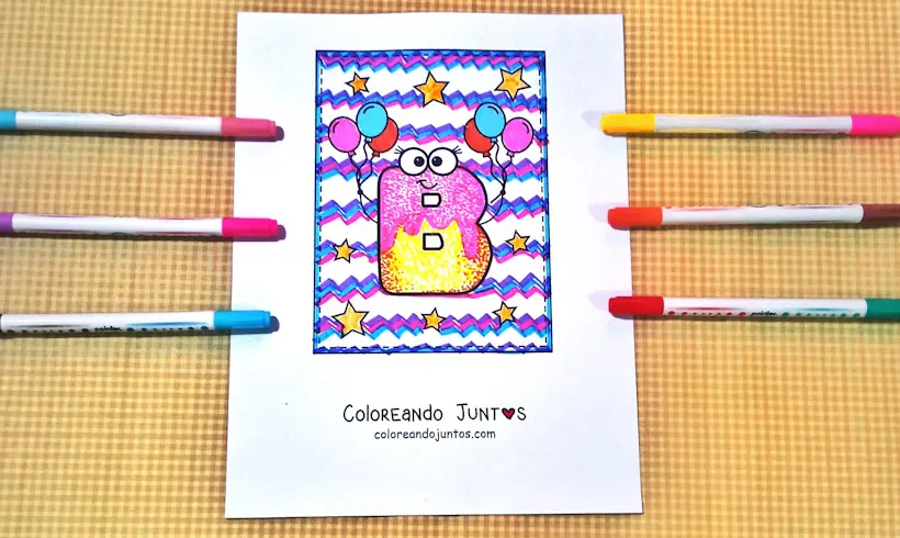 Desenho da letra B colorido por Colorindo Juntos