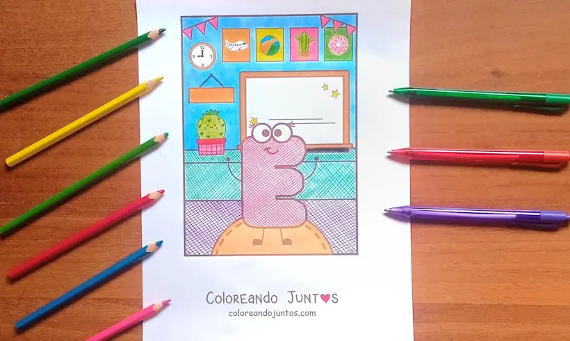 Desenho da letra E colorido pelo Colorindo Juntos