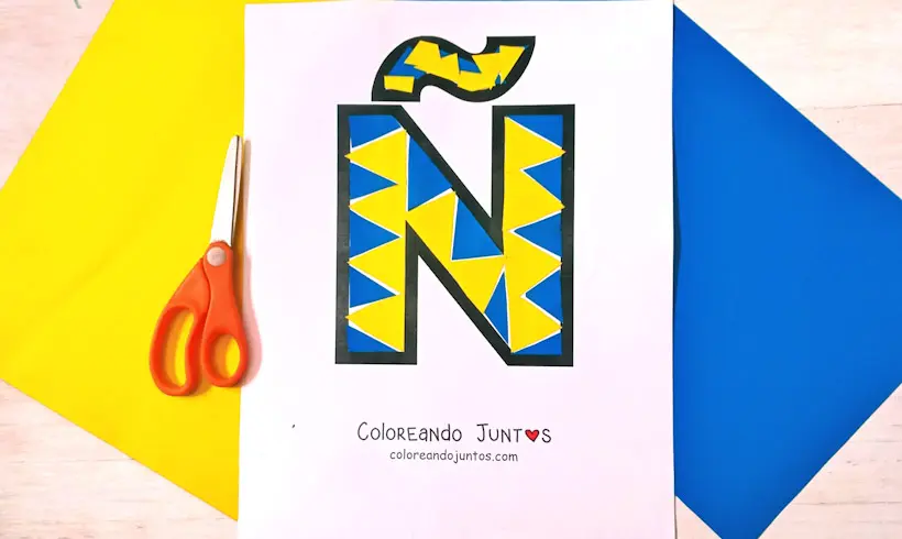 Desenho da letra Ñ colorido por Colorindo Juntos