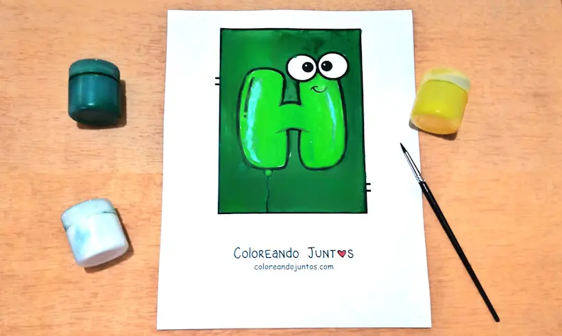 Desenho da letra H colorida por Colorindo Juntos