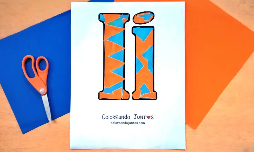 Desenho da letra I colorido por Colorindo Juntos