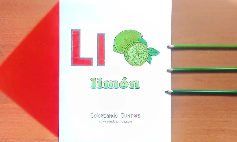 Desenho da letra L colorido por Colorindo Juntos