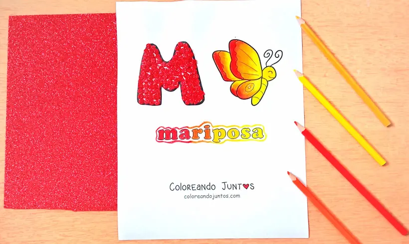 Desenho da letra M colorido por Colorindo Juntos