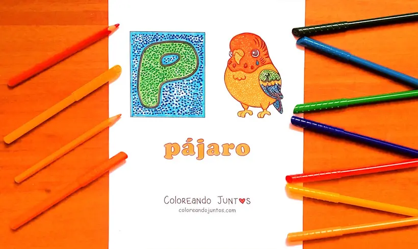 Desenho da letra P colorida pela Colorindo Juntos
