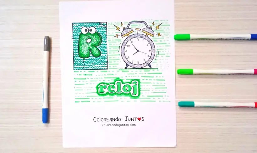 Desenho da letra R colorido por Colorindo Juntos