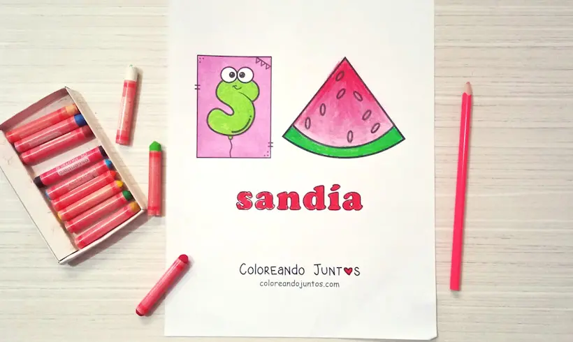 Desenho da letra S colorido por Colorindo Juntos