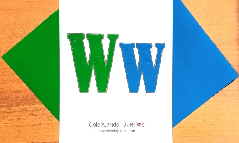 Desenho da letra W colorido por Colorindo Juntos