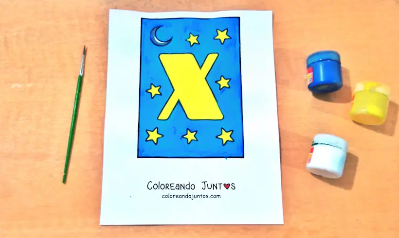 Desenho da letra X colorida por Colorindo Juntos