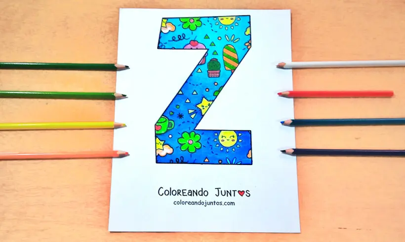 Desenho da letra Z colorido por Colorindo Juntos
