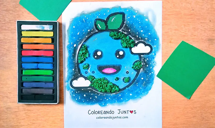 Desenho da Terra colorida pela Colorindo Juntos