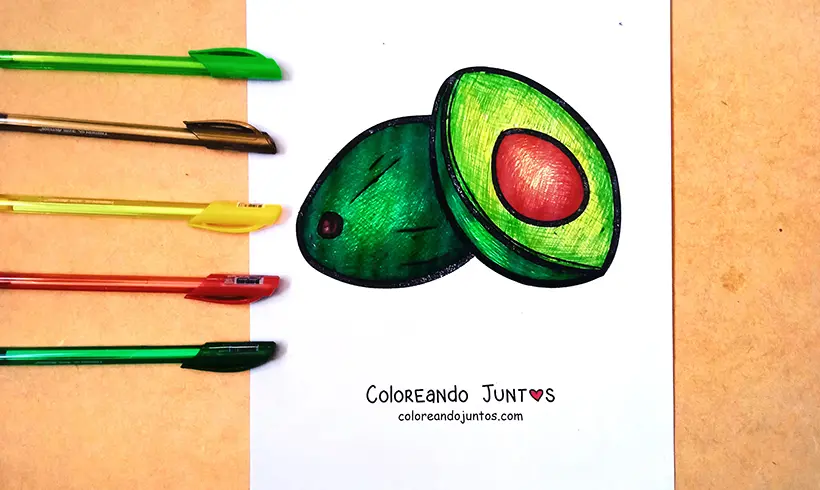 Desenho de abacate colorido por Colorindo Juntos