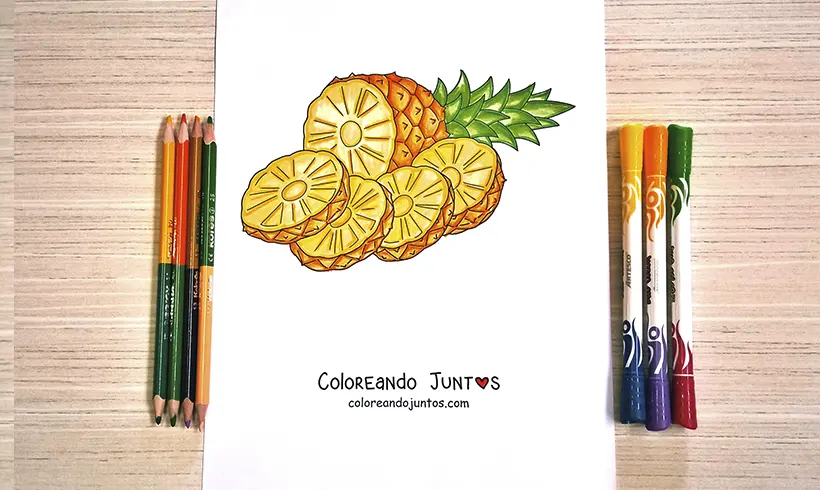 Desenho de abacaxi colorido por Colorindo Juntos