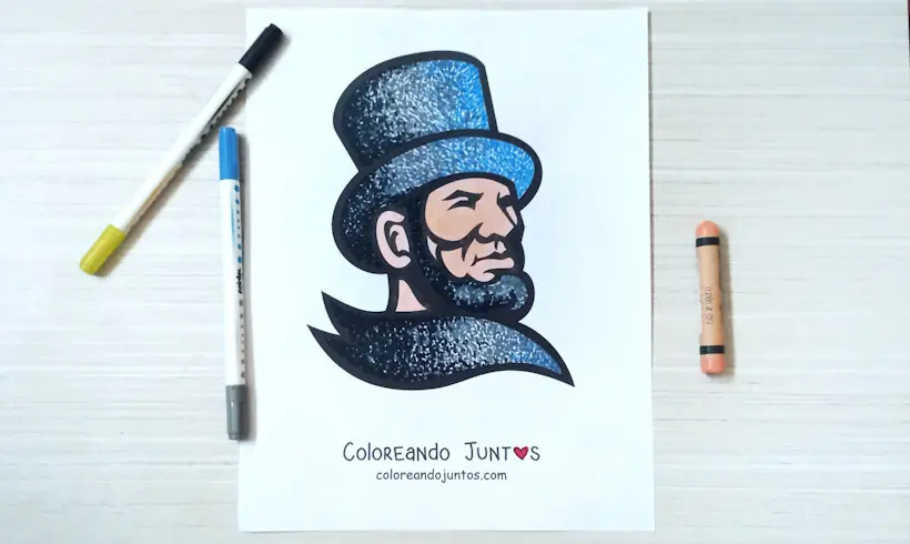 Desenho de Abraham Lincoln colorido pelo Colorindo Juntos