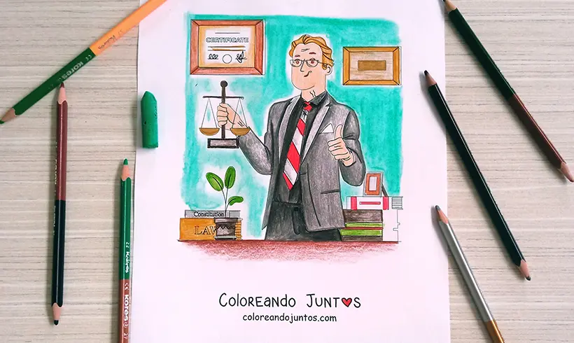 Desenho de advogado colorido pela Colorindo Juntos