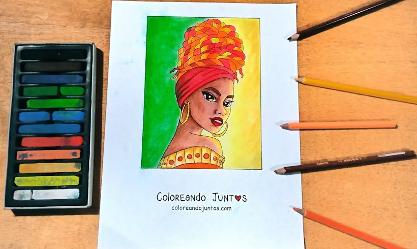 Desenho de africana colorido por Colorindo Juntos