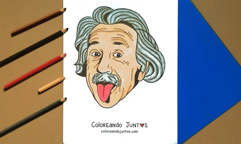 Desenho de Albert Einstein colorido pela Colorindo Juntos