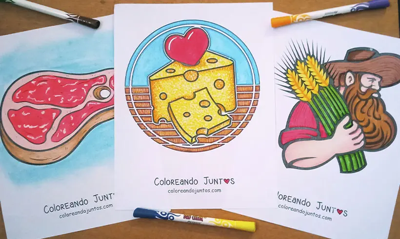 Desenhos de alimentos coloridos pelo Colorindo Juntos