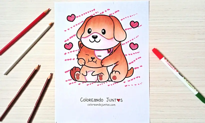 Desenho de amor kawaii colorido por Colorindo Juntos