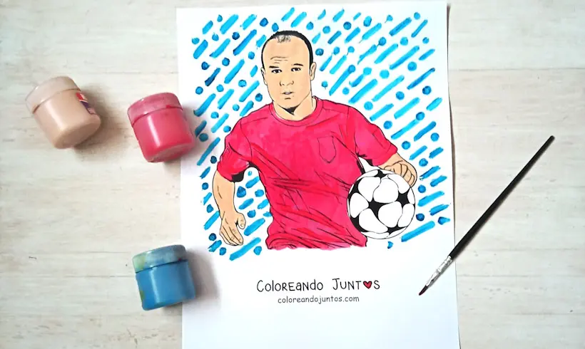 Desenho do Andrés Iniesta colorido pelo Colorindo Juntos