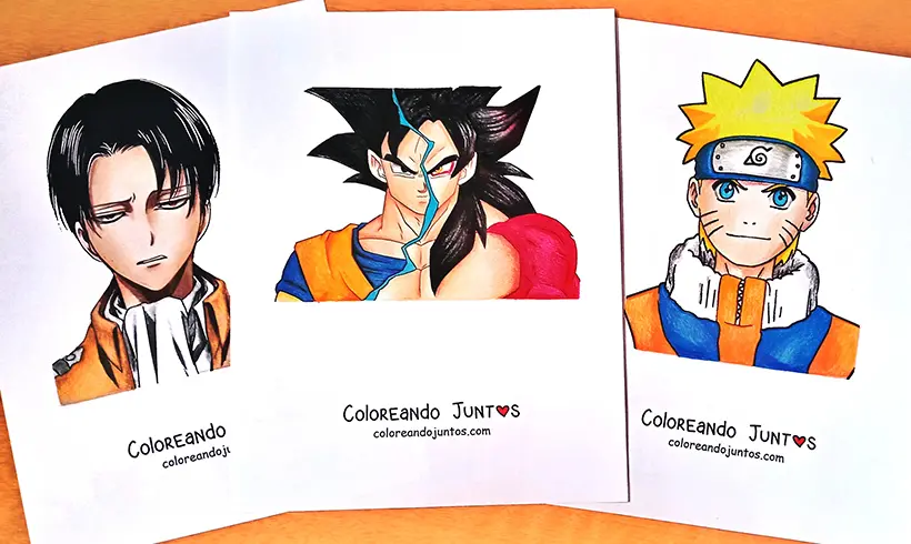 Desenhos de animes e mangás coloridos pela Colorindo Juntos