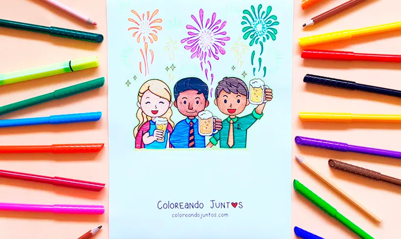Desenho de Ano Novo colorido pela Colorindo Juntos
