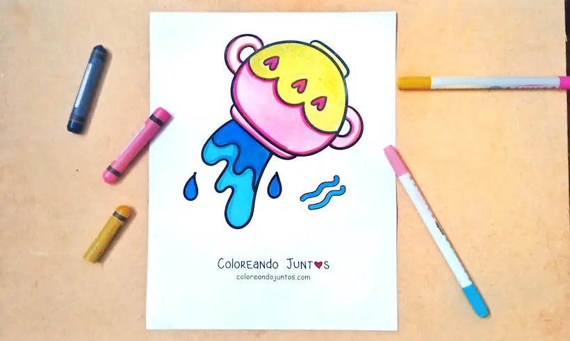 Desenho do signo de Aquário colorido por Colorindo Juntos