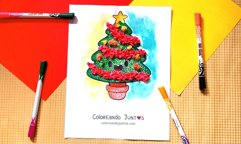 Desenho de árvore de Natal colorida por Colorindo Juntos