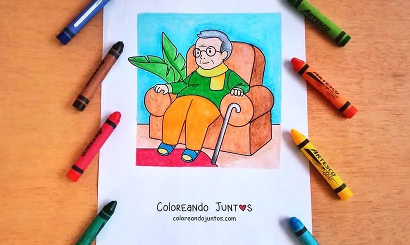 Desenho de avô colorido por Colorindo Juntos