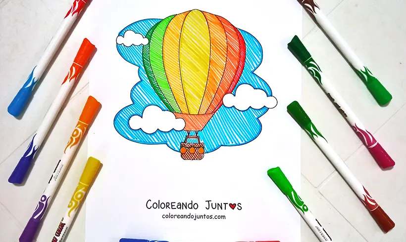 Desenho de balão colorido pelo Colorindo Juntos