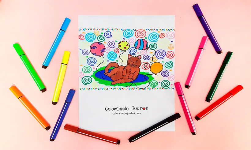 Desenho de balões colorido pela Colorindo Juntos