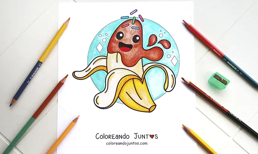 Desenho de banana colorida por Colorindo Juntos