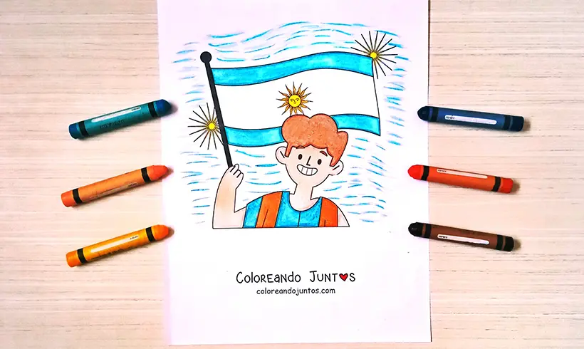Desenho de bandeira da Argentina colorida por Colorindo Juntos