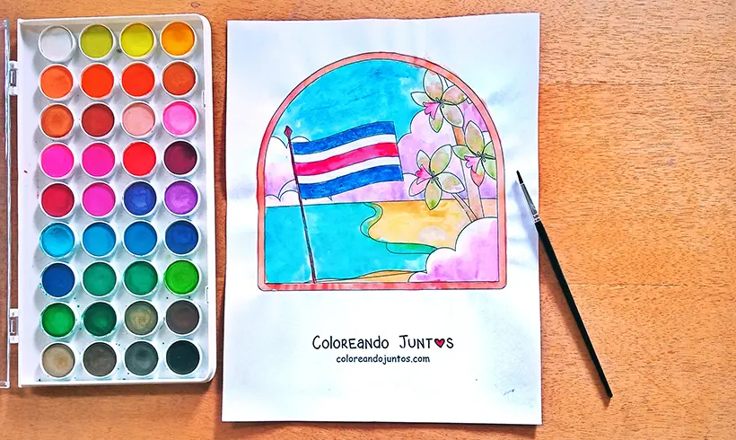 Desenho de bandeira da Costa Rica colorida por Colorindo Juntos