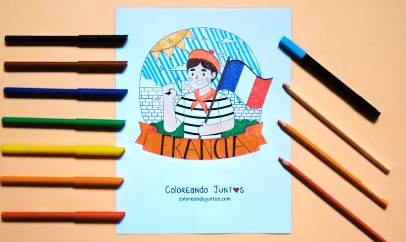 Desenho de bandeira da França colorido por Colorindo Juntos