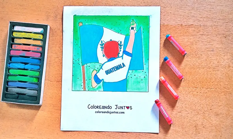 Desenho de bandeira da Guatemala colorida por Colorindo Juntos