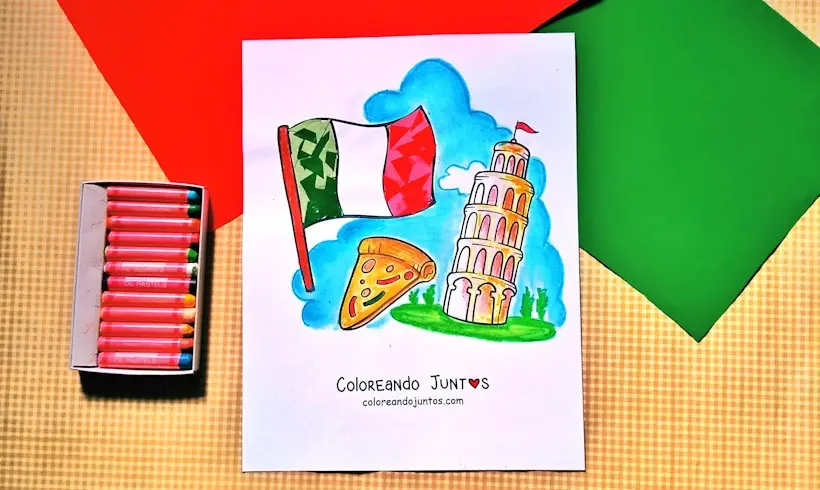 Desenho da bandeira da Itália colorido por Colorindo Juntos