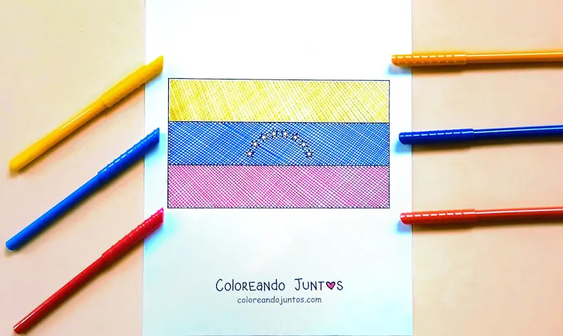 Desenho da Bandeira da Venezuela colorida por Colorindo Juntos