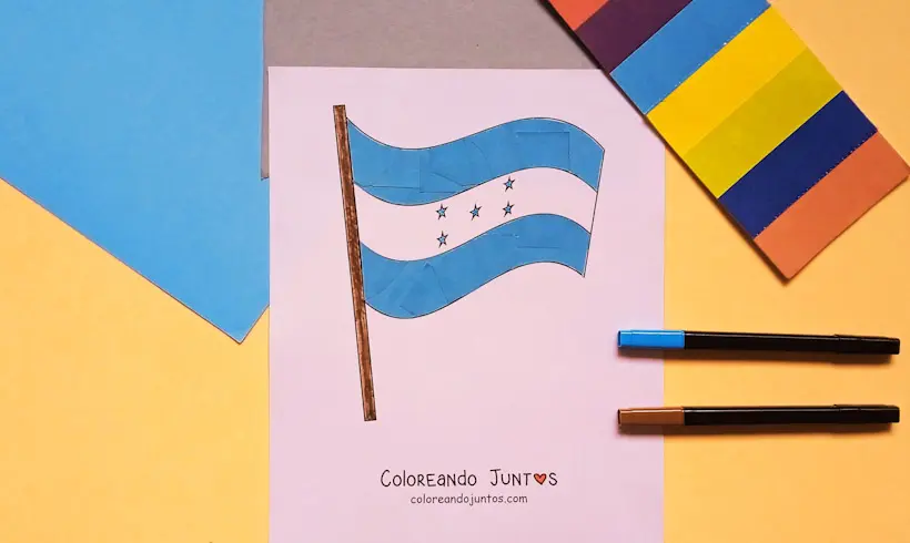 Desenho de bandeira de Honduras colorida por Colorindo Juntos