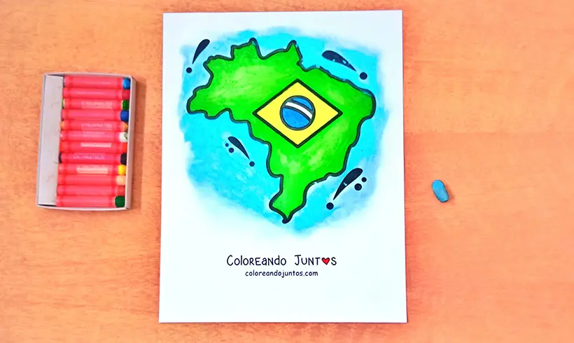 Desenho de bandeira do Brasil colorida pelo Colorindo Juntos