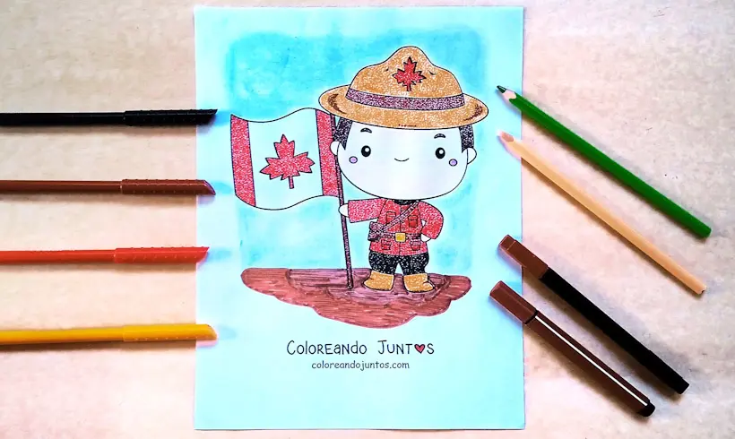 Desenho da bandeira do Canadá colorido por Colorindo Juntos