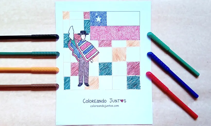 Desenho de bandeira do Chile colorida por Colorindo Juntos