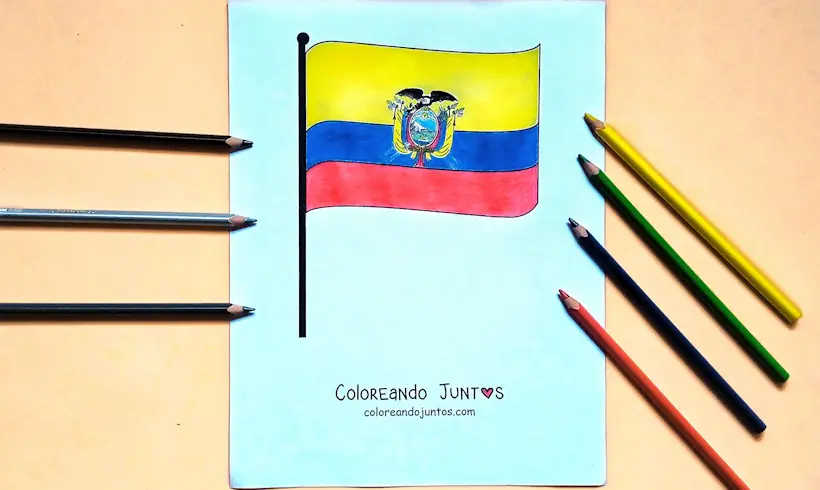 Desenho da bandeira do Equador colorida por Colorindo Juntos