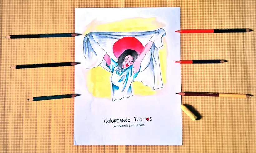 Desenho da bandeira do Japão colorida por Colorindo Juntos