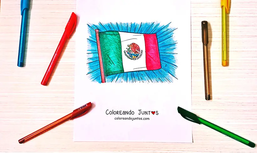 Desenho de bandeira do México colorida por Colorindo Juntos