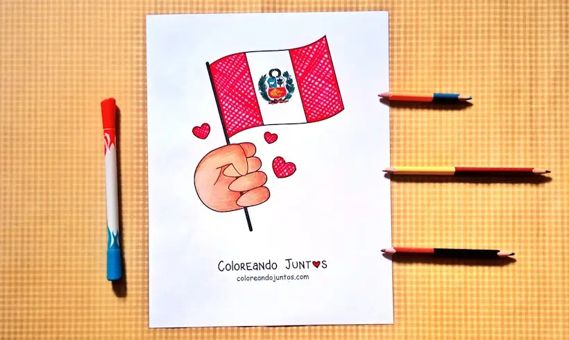 Desenho de bandeira do Peru colorida pela Colorindo Juntos
