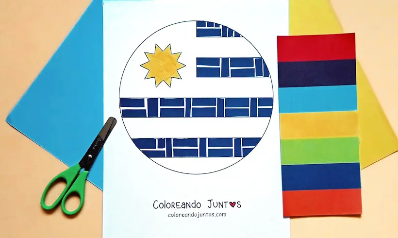 Desenho da bandeira do Uruguai colorida por Colorindo Juntos