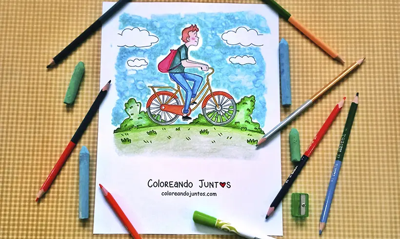 Desenho de bicicleta colorido por Colorindo Juntos