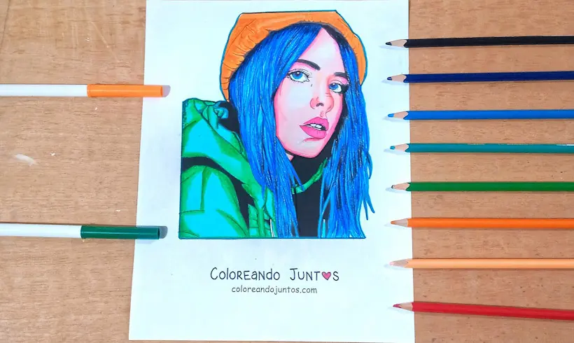 Desenho de Billie Eilish colorido por Colorindo Juntos